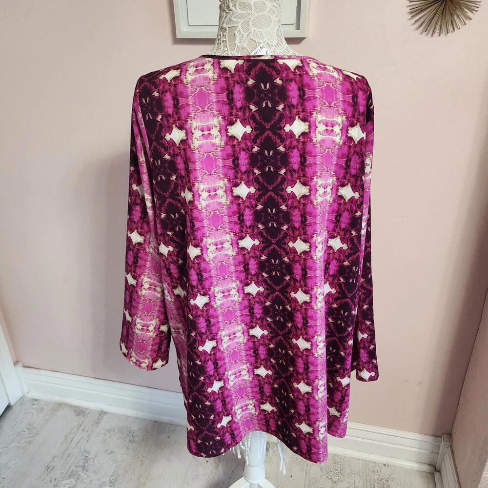 Flawless pink snakeskin patterned blouse Linea by Louis Dell'Olio 1X adorb - Picture 3 of 6